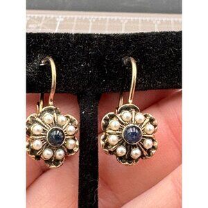 Vintage Simon Vermeil Sterling Silver Faux Flower Pearl n Glass Locking Back  Ea